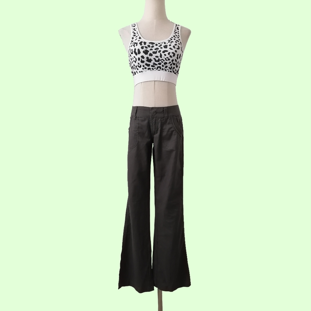 sz: 32, edc by esprit dark gray mid-rise straight leg linen pants